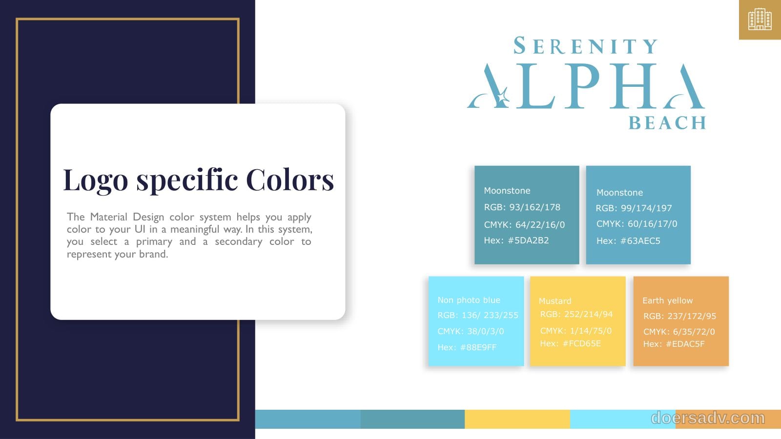 Serenity Alpha Beach: sub-brand logo and colours