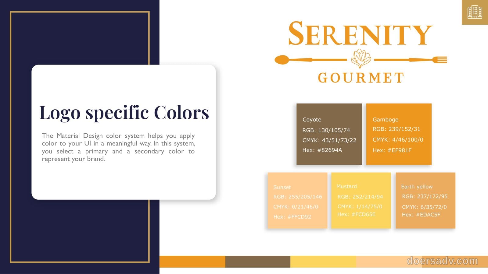 Serenity Gourmet: sub-brand logo and colours